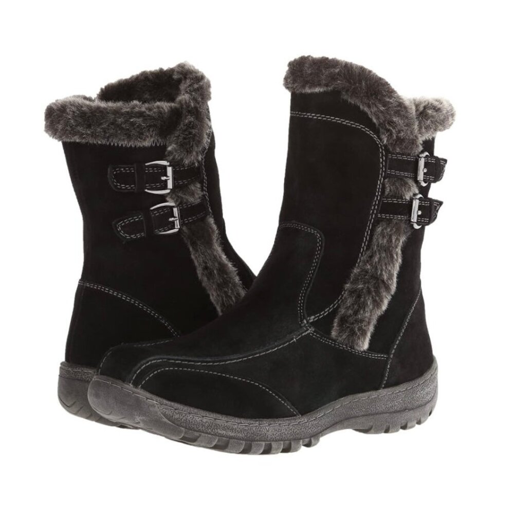 JOURNEE COLLECTION TAKANI Women's Black Flats Winter Ankle Boots Size 7.5